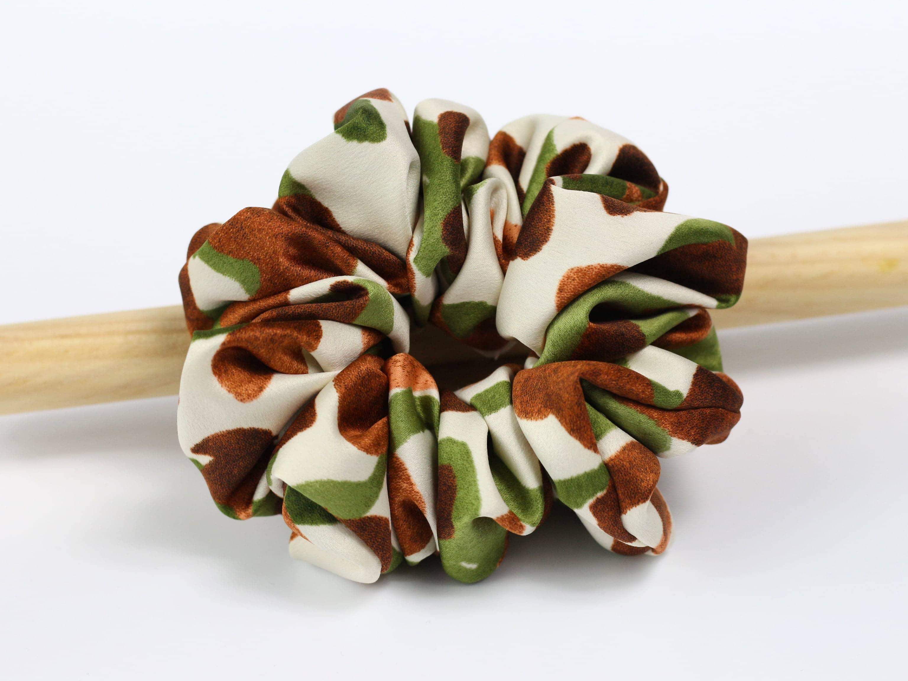 Scrunchie MAXI - zielonobrązowe wzory