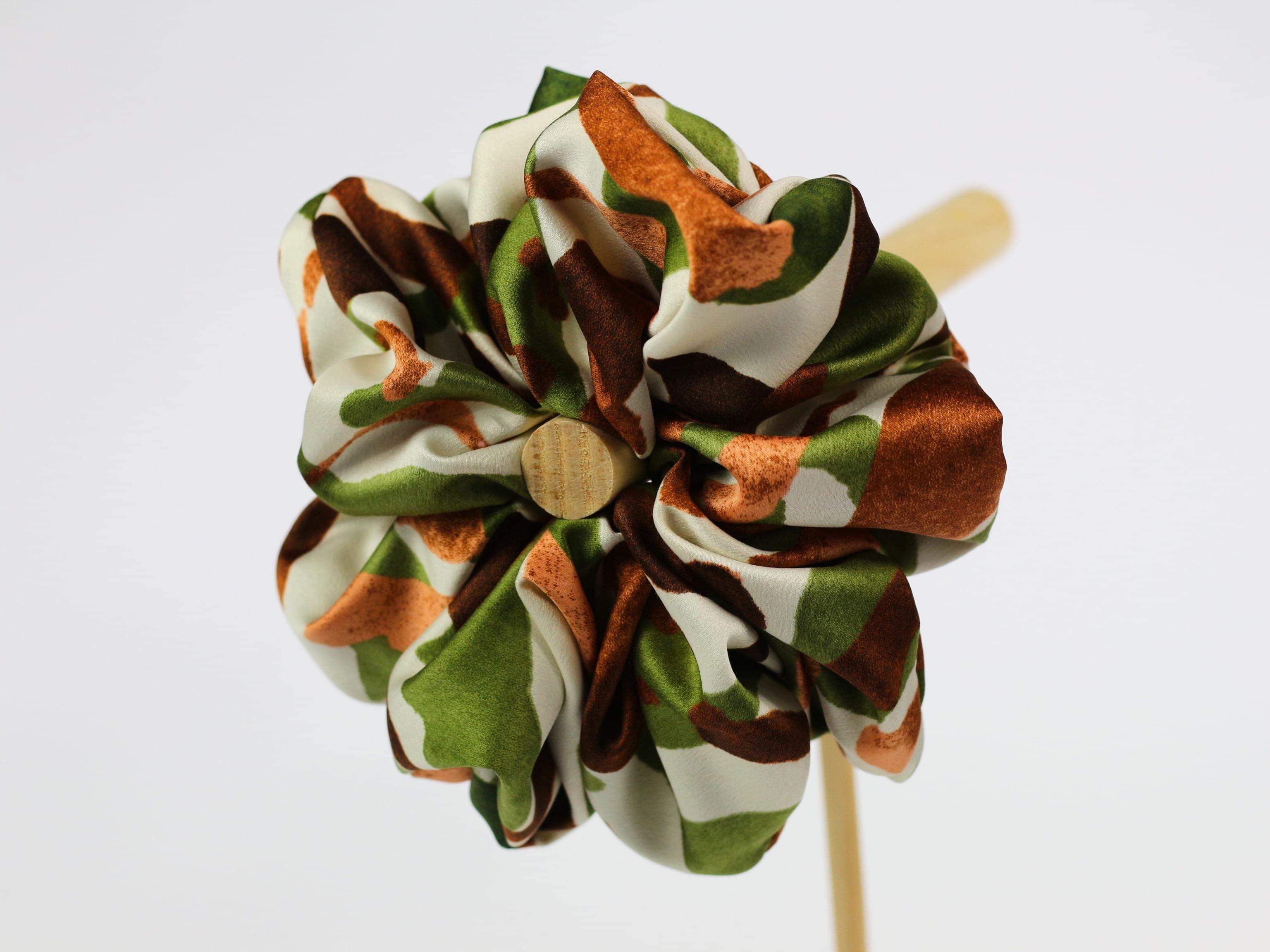 Scrunchie ULTRA - zielonobrązowe wzory