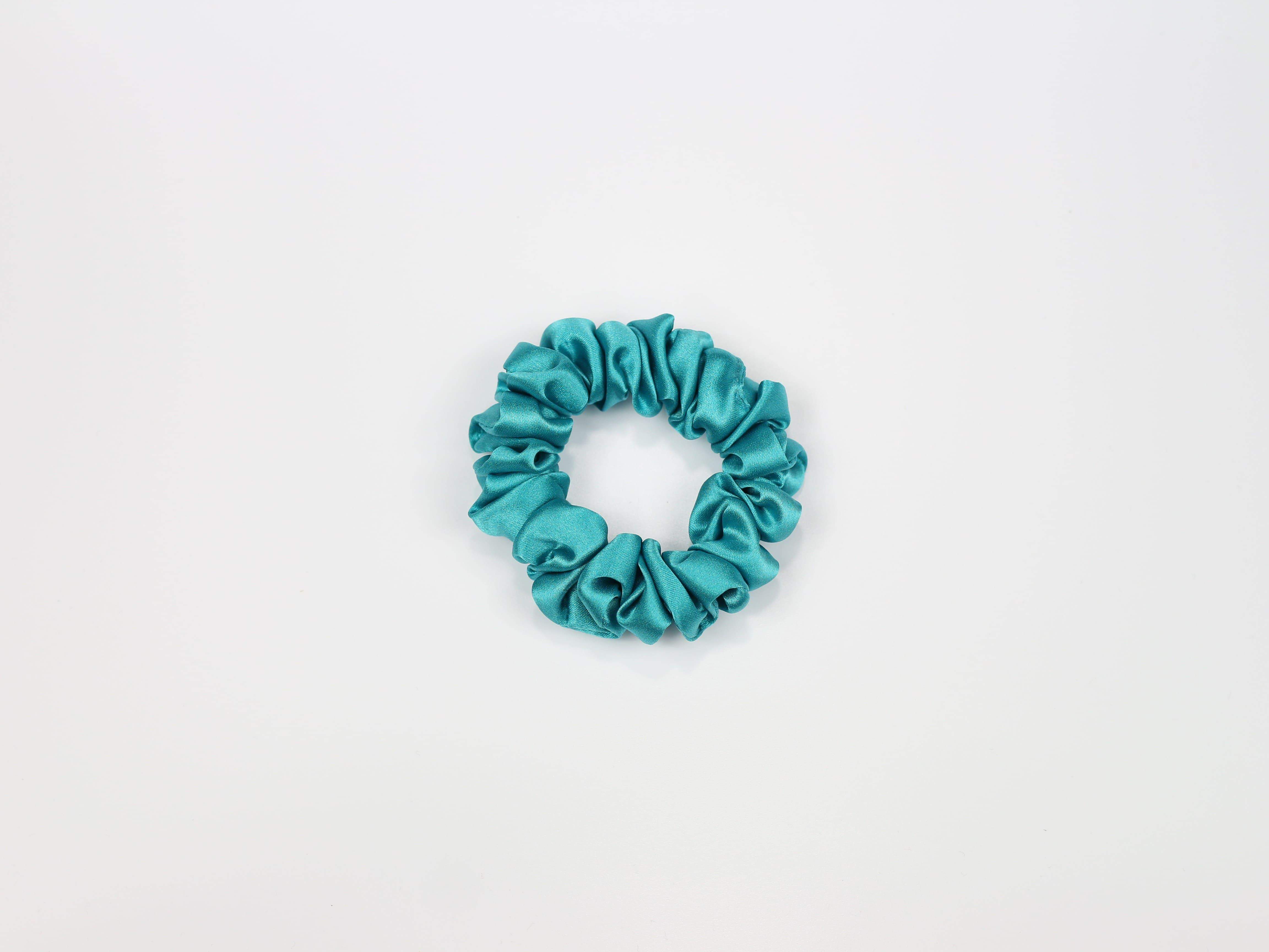 Jedwabna scrunchie MINI - turkus