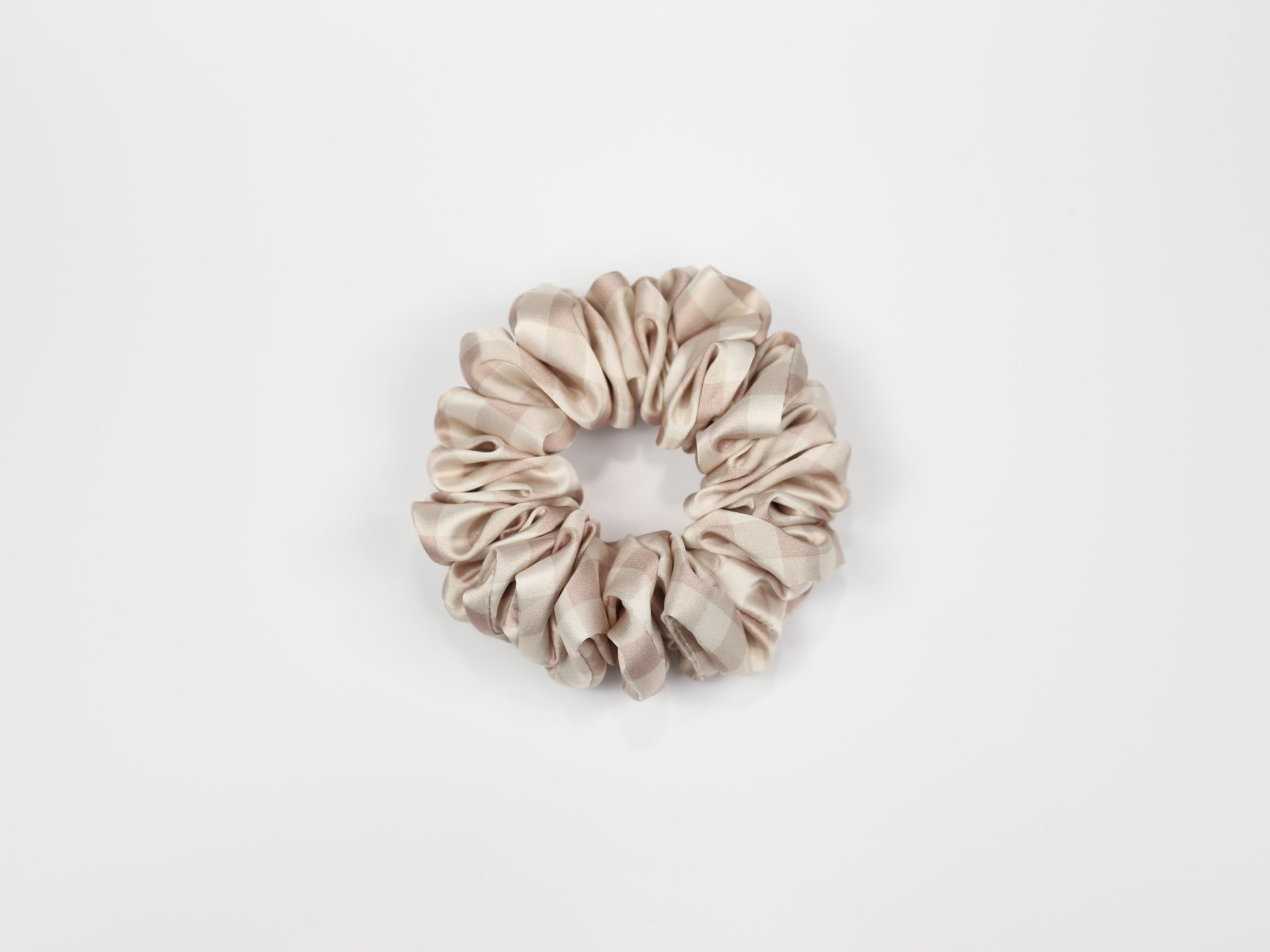 Scrunchie STANDARD - pudroworóżowa kratka vichy
